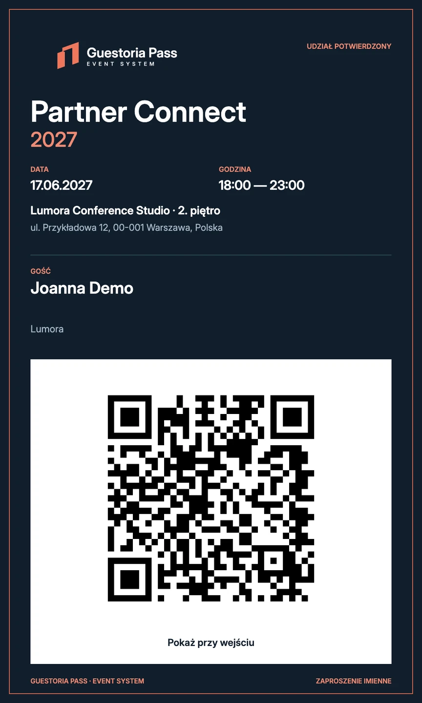 Pełny imienny bilet Signature z kodem QR
